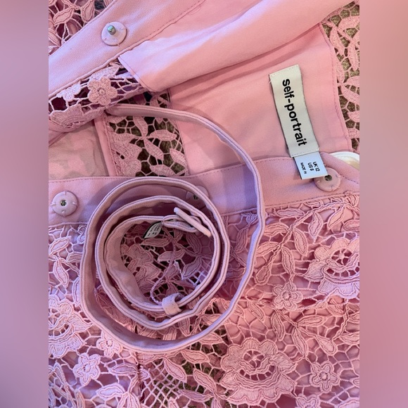 Self Portrait Pink Rose Lace Mini Dress - Picture 4 of 4